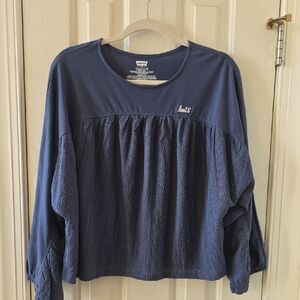 LEVI'S BRAND SIGNATURE WOMEN'S BLUE LONG SLEEVES LINED TOP SIZE XL